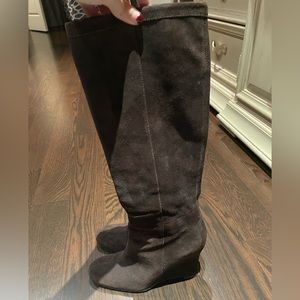 SUEDE KNEE HIGH BOOTS WEDGE